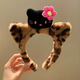 Songchuang Mengyu Autumn and winter cute KT cat headband hair accessories milk coffee color fashionable cat ear hairband sweet cartoon coffee color flower Kitty cat headband-head style