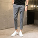 Jessons Casual Hosen Herren Sommer Dünne Eis Seidengeschnittene Hosen Schlanker kleiner Fuß kariertes Hosen Koreanischer Stil trendiger Herrenanzug Hosen K690 Schwarz (Crop Hosen) 32