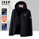 JEEP SPIRIT Jeep three-proof jacket men's autumn and winter windproof jacket versatile dad men's top black XL