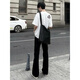 Digada street simple jeans men casual flare pants summer men loose versatile men jeans straight men pants DFFS-701 black XL