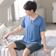 SEPTWOLVES 2025 new pajamas men's summer modal short-sleeved casual large-size suit for men's home clothes AYX-3519 royal blue XL (135-155Jin [Jin equals 0.5 kg])