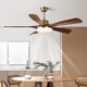 Pupan fan lights, medieval style living room ceiling fan lights, dining room lights, fan integrated retro ceiling fan with fan chandelier, full spectrum Ra9721 inch ceiling fan style walnut + electroplating
