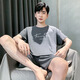 莫代尔男士睡衣男夏季短袖棉质男款夏天薄款男生可外穿大码家居服男款衣 HD9928 L