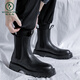 Specht Frühling und Herbst Chelsea Boots Herren Boots Britische Martin-Stiefel Herren Winter Plüsch-Chime-Stiefel High-Top Dicke Sohle-Männerstiefel 3524 Schwarz [Höhe 15 c m] 37