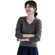 She enjoys the lazy style knitted sweater for women gray gray v-neck sweater knitted top bottoming shirt for women T53Z093