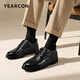 Yierkang Herrenschuhe, Lederschuhe, echte Leder-Schnürschnüre-Leder-Business-Business-Schuhe, Herrenlederschuhe, Hochzeitsbüroschuhe, Derby-Schuhe, Schwarz (vier Jahreszeiten) 42