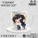 Howang De Nai Seishrok peripheral water cup anime blue prison ceramic cute mug large capacity home casual cup DU844 thousand cut leopard horse-white hand ceramic [mug] + spoon + coaster