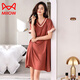Catman (Miiow) 2025 Neues Nachthemd für Frauen Pyjamas Sommereis Seiden kurzärmelige sexy Kleid Echtes Hauskleidung Grün Orchidee 9928 m 160