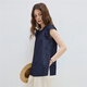 Giordano Designer kurzärärmiges Hemd für Frauen reines Baumwoll loser runder Nacken fliegende Ärmel Langes Jeanshemd 18345210