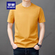 ROMON pure cotton t-shirt men's short-sleeved loose round neck top summer 2025 new thin casual T-shirt men YS9929 camel color one size 110[111-125Jin[Jin equals 0.5 kg]]