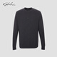 SATCHI 80% sheep wool SATCHI men's sweater 2025 autumn new business casual henley collar sweater denim blue L