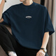 Vancl Eslite 260G Amerikaner Schwergewicht mit reinem Baumwoll-T-Shirt-Kurzärärmel-Runde Hals Top Sommer Trendy Baumwoll halbärmelte lose T-Shirt M09-633 Versteckblau + M09-T673 Black S