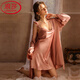 
LangSha (LangSha) light luxury sexy pajamas for women pure desire ice silk spring and autumn suspender nightgown summer nightgown feeling new summer style 6629 two-piece set rose red XL