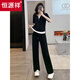 Hengyuanxiang Sports décontractés ensemble pour les femmes d'été 2025 Nouvelle célébrité Internet petite petite personne à la mode réduisant l'âge à manches courtes à manches courtes pantalons gris à deux pièces [ensemble en deux pièces] 3xl [suggéré 140-155jin [Jin est égal à 0,5 kg]]]]