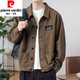Pierre Cardin Jacket Herren Frühling und Herbst 2025 Neues Hemd Revers Herumn Herren Work Jacket Frühherbst Jacke Top [Upgrade-Version] K12806 Black 5XL [Empfohlen 180-200jin [Jin Equals Equals 0,5 kg]]