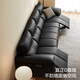 Lin's Home New Italian Light Luxury Big Black Cow Electric Function Piano Key Leather Sofa Living Room Zero Wall Furniture G260 0 Wall | Black Brown | 2.93m | Right Electric Position