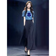 Danzhuna Casual Hosen Frauen Sommer 2025 Neues Mode-Outfit-Anzug Temperament Pendlerstil Französisch Weitbein langer Hosen Frauen 9721 Blau vier Blattklee + Schwarze Hosen XL