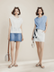 Famanxuan (Famanxuan) Blue Sweater de chaleco sin mangas con capucha para mujeres 2025 Summer Nueva pieza de perlas en plurillo Hollow Top Top Night Star Palabra todo tamaños