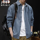 Jeep Spirit Jeep Camisa de manga larga Camisa de trabajo de otoño para hombres Camiseta casual de hombres Men Azul XL