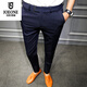 
Jiumuwang Summer Men's Korean Slim Feet Casual Pants British Crispy Trousers Business Hairdresser Suit Pants K686 Embroidered Black Crispy Pants 28 Weight 85 Jin [Jin equals 0.5 kg]-99 Jin [Jin equals 0.5 kg]