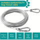 Extended stainless steel dog traction rope dog leash small, medium and large dog pet steel wire rope thick chain dog rope anti-bite silver gray + double-ended carabiner rope thickness 3 mm total rope length 2 meters