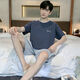 Mu Fengqing Sommer-Herren-Pyjamas Baumwolle plus Fett Plus Size New Herren Home-Kleidung kurzärmelige Jugendkoreanische koreanische Art dünne halbärmelige 9928# [Kurzärmel-Shorts] L [90-125jin [Jin gleich 0,5 kg]]