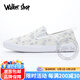 Walker Shop帆布鞋男夏季新款透气一脚蹬潮牌百搭男鞋软底防滑休闲鞋男 白灰 41