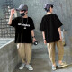 
Cool Chapter (KUZHANG) Boys Cool Summer Suit Set 2025 Children's Handsome Fashionable Short Sleeve Trousers Big Children's Summer Internet Celebrity Street Trendy Clothing 9767 Black 100 Cotton Short Sleeve Top 130 CM