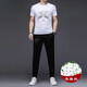 JEEP SPIRIT casual suit men's summer short-sleeved mulberry silkworm ice silk handsome match with Korean style fashion print trend 9227 black 2XL 180