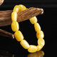 Yanyun Jewelry Shape-shaped Beeswax Bracelet Natural Raw Stone Amber Full Honey Chicken Butter Yellow Buddha Bead Single Circle Bracelet for Men and Women 17-20g