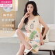 Modal fashion self-contained chest pad sleeveless pajamas for women in summer imitation cotton pull-up thin cute vest shorts home clothing set F9855 M