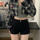 Small black tight denim shorts for women wearing summer high waist slim hot pants American pants black [WK-K503] S