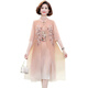 Piercadan Fat Mom Sommer Cheongsam Kleid Sommer-Chiffon-Rock großer Größe 2025 Neues Sommertemperament mittleren Alters 6628 Pink Lotus Pulver 2xL empfohlen 115-125Jin [Jin ist 0,5 kg]