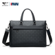 Sieben Wolfs echte Ledergeschäftsschette Männer 2025 Neue Männerhandtasche Laptop -Tasche Cowhide für Daddy Rucksack Black #2 #