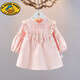 G.duck girls autumn dress 2026 new one-year-old baby dress children's Hanfu Chinese style princess dress spring and autumn pink 90 cm