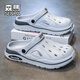 Senma Loch Schuhe Herren Sommer im Freien Anti-Rutsch-Anti-Odor-Büro Baotou Semi-Slipper Großgröße Teenage Strand Sandalen hellgrau [Upgrade] 46-47 [Spot Instant Shipping]