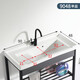 Balconie Évier à main bassin de lavage en céramique Basin en acier inoxydable Basin à linge avec banc de planche à laver Ultra-Deep Washing Tank 1048 Basin unique avec drainage