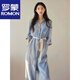 罗蒙（ROMON）简约通勤2025年夏季新款宽松显瘦撞色百搭系带卷边袖衬衫连体裤女 蓝色连体裤 S 80-95斤