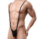 Guiruo Men's Sexy Underwear Suspenders Adjustable One-piece Thong Sexy Underwear Protruding Bag Fighter Black XXXL 180
