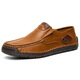 Gy Jinlilai zapatos para hombres cosidas a mano para hombres con zapatos casuales al aire libre con un pie plano de cuero plano mocasines de gran tamaño 9916 marrón oscuro 39