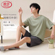 
LangSha men's short-sleeved pajamas men's summer large-size boys' home clothes pure cotton suit for outside wear 2025 new 13601 2XL