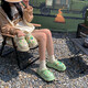 Summer parent-child cute children's Croc Shoes Home Indoor Slippers Summer Outing Outdoor Beach Shoes Soft Sole Outerwear Little Bear - Khaki EVA Shit Feeling Size 34 -35 Suitable for feet about 21.5CM long