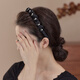 Pretty three-year-old rhinestone pearl high skull headband light luxury women's 2025 new fluffy high hairpin face wash non-slip headband hair accessory black pearl rhinestone headband to show hair volume
