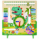Shantoulin Village Children's Dinosaurier Holz Multifunktional Kalender Uhr Frühes Bildungszeit Weather Week Saison Kognitive Toys Dinosaurierkalenderuhr