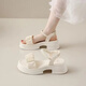 Sandales de Bushe (Bushe) pour les femmes en été 2025 Nouvelles chaussures décontractées de style fée polyvalent pour femmes Perle Solet Sold Bage Chaussures pour femmes Beilebao D9901 M BLANC 37
