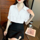 星贝莉6172#职业衬衣女气质小衫时髦短袖雪纺衬衫2025年新款夏季v领上衣 白色 S