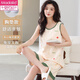 Modal pajamas for women in summer pure cotton sleeveless suspender vest shorts cute cartoon plus size fat mm home clothing two-piece set 9859 3XL (145-165Jin [Jin equals 0.5 kg])
