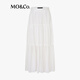 MO/Co. skirt 2025 summer new product light and thin ramie high waist flowing tower skirt long skirt white quiet luxury MBE2SKT009 This white M