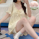 HKZN睡衣女带胸垫大码200斤胖mm夏季短袖甜美公主风可外穿家居服套装 XX-C897#长袖-彩色圆点带胸垫 XL 建议115-130斤