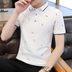 Seven Wolf men's summer short-sleeved T-shirt pure cotton loose reverse collar POLO shirt simple casual collar T-shirt collar 2076 green + 724 black 3XL 150-160Jin [Jin equals 0.5 kg]